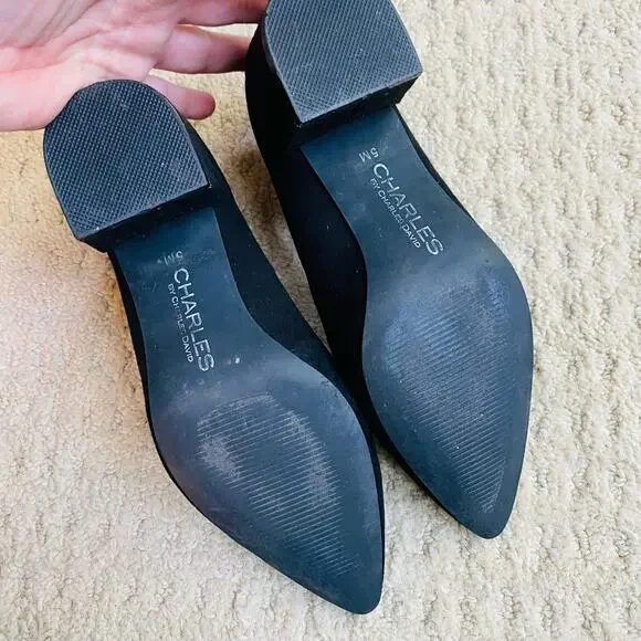 Charles David US 5M Shoes Black Suede Lace Up Mid Heel Dressy Ghillies Unique - Picture 8 of 11